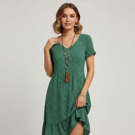 Elegant Women's Summer Dress with Floral Patterns – Lightweight Airy Design in Bright Colors