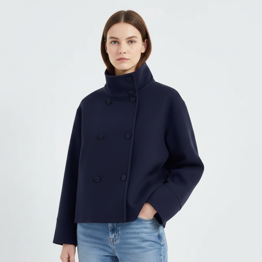 Elegant Women's Short Coat – Warm Breasted Winter Coat for Stylish Comfort in Multiple Colors