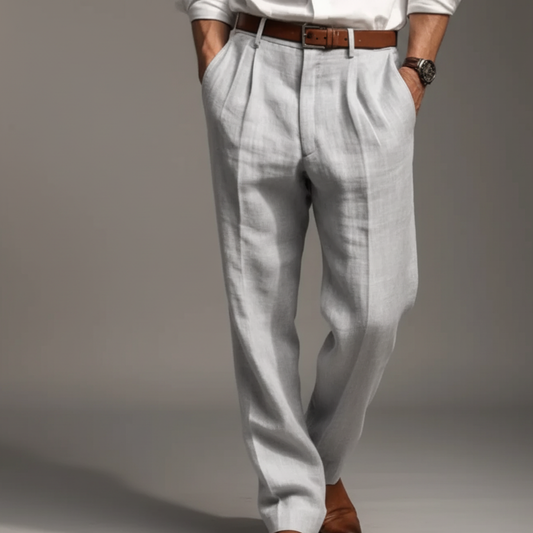 Men's Casual Baggy Suit Trousers with Pinstripe Design – Comfortable Breathable Fabric for Casual and Formal Wear