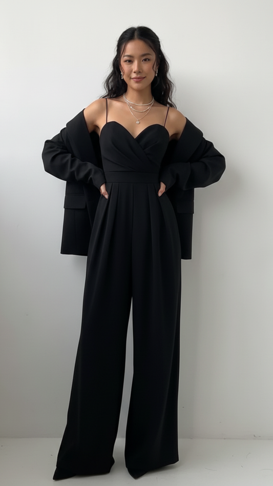 Black Women's Jumpsuit – Stylish Overall with Comfortable Fit for Everyday Elegance