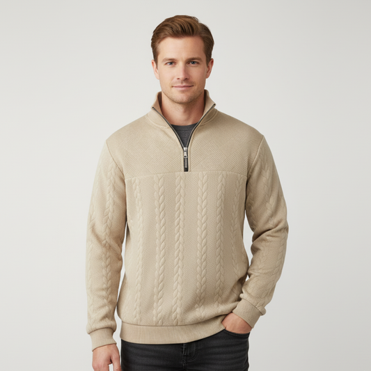 Men's Quarter Zip Sweatshirt, Soft Polyester Blend, Relaxed Fit for Casual and Semi-Formal Wear