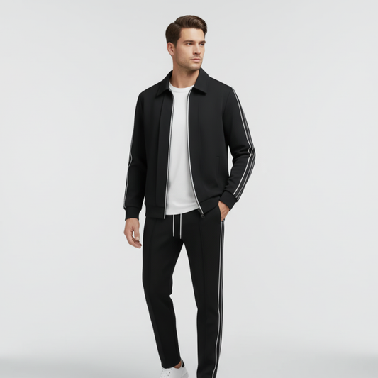 Men's Gym Apparel Track Set, Lightweight Lycra Active Wear with Sporty Stripe Design for Workouts and Casual Wear