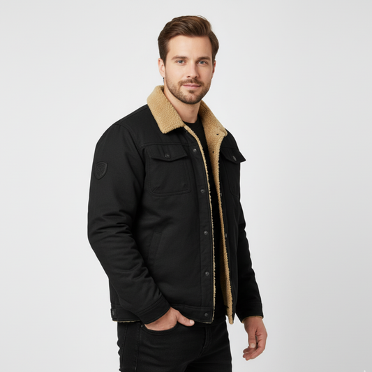 Mens Black Bomber Jacket – Stylish Winter Outerwear with Thermal Interior and Windproof Design, Multiple Pockets Available in Various Colors