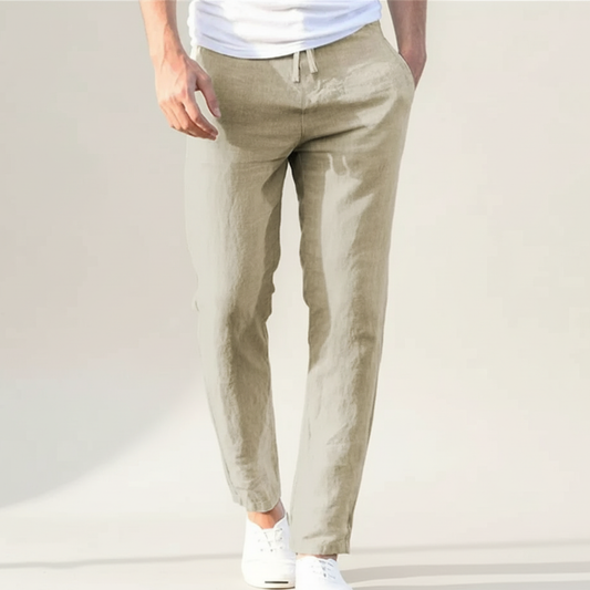 Lightweight Men's Linen Trousers – Breathable Casual Pants for Summer Comfort, Relaxed Fit, Various Colors Available