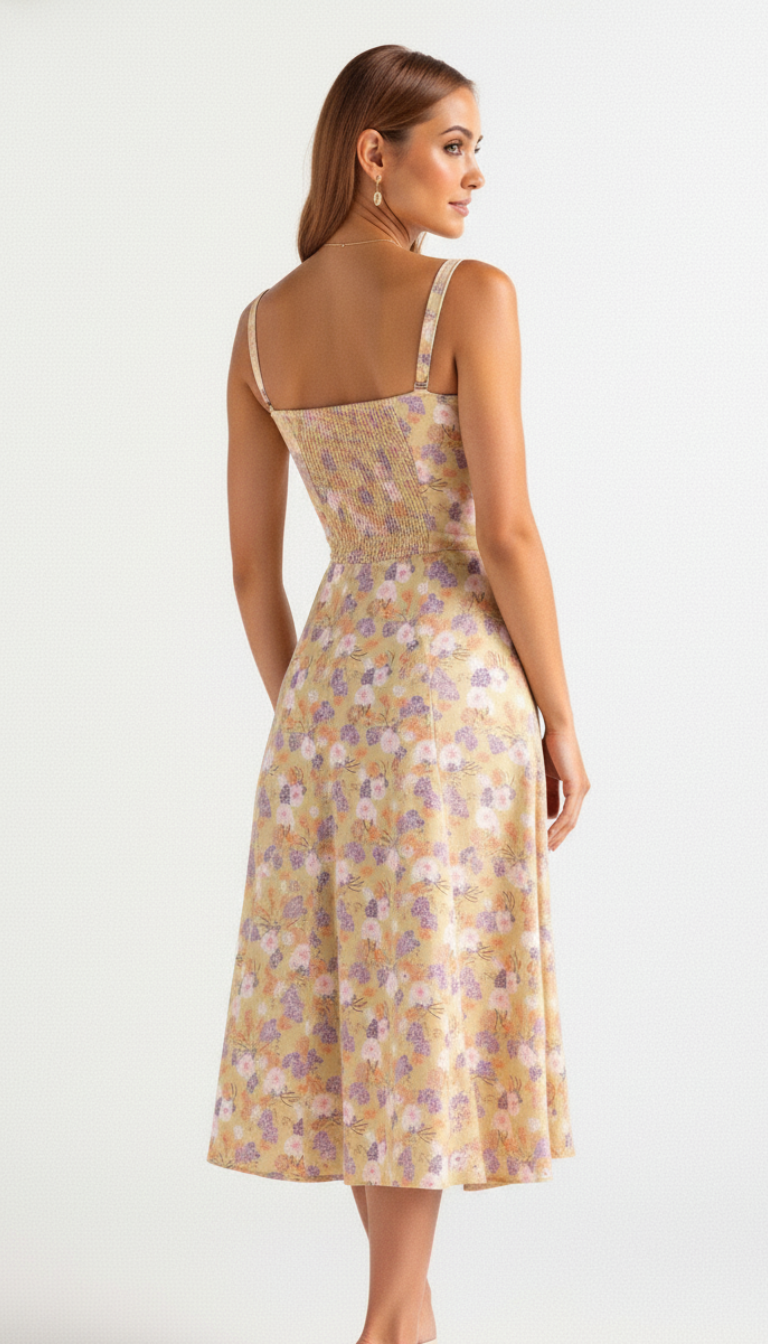 Kiana Midi Dress for Women with Corset Top – Elegant White Summer Dress with Flowing Skirt