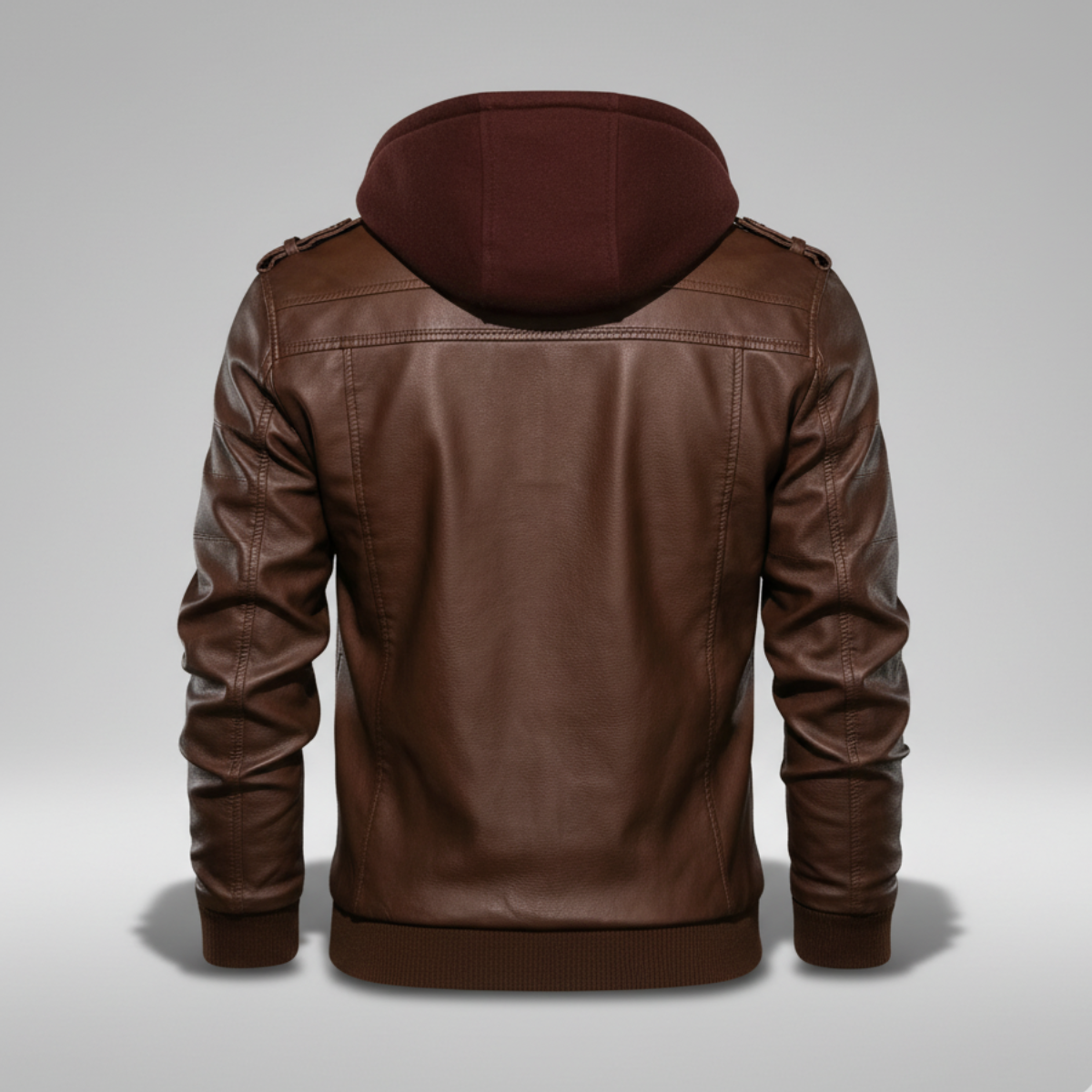 Men's Genuine Leather Biker Jacket with Removable Hood and Multiple Pockets - Urban Style, Black, Sizes S-3XL