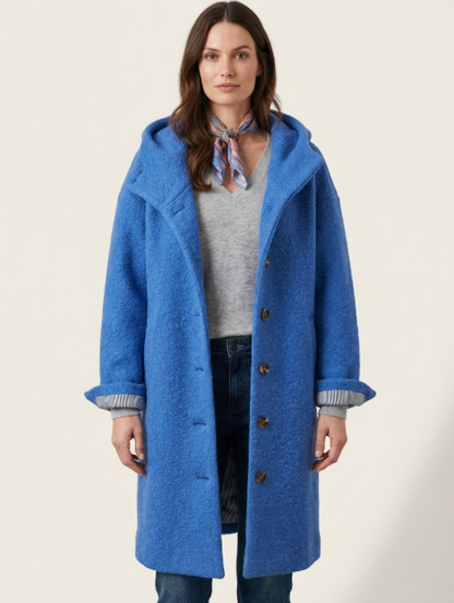 Women's Wool Blend Coat with Hood – Relaxed Fit Winter Coat for Stylish Outerwear