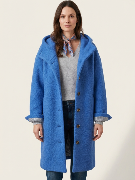 Women's Wool Blend Coat with Hood – Relaxed Fit Winter Coat for Stylish Outerwear