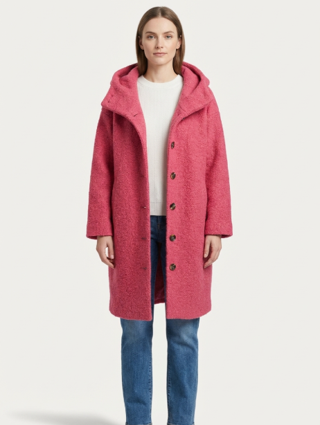 Women's Wool Blend Coat with Hood – Relaxed Fit Winter Coat for Stylish Outerwear
